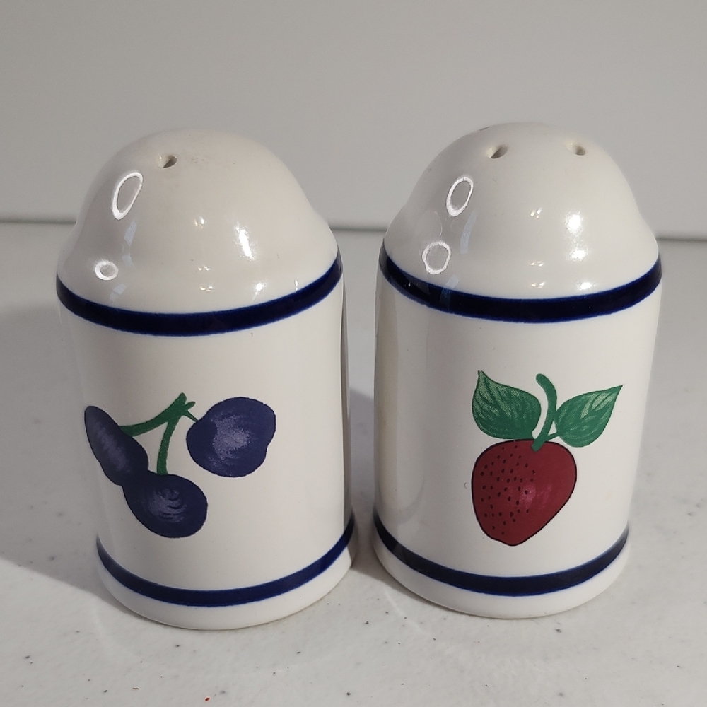Princess House White and Blue Salt and Pepper Shakers